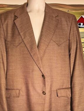 NWT Mens Circle S Brown Western Blazer 48R, Summer Weight Fabric Superb